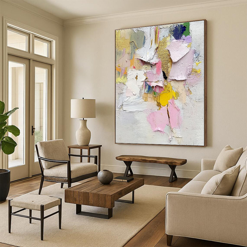 Colorful Collage - style Abstract Painting with Textured Layers WINK620