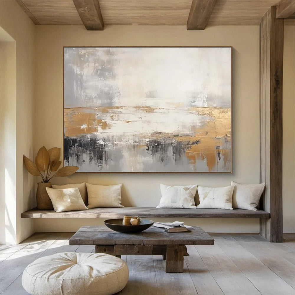 Gold - Accented Abstract Painting for Glamorous Spaces YHT107