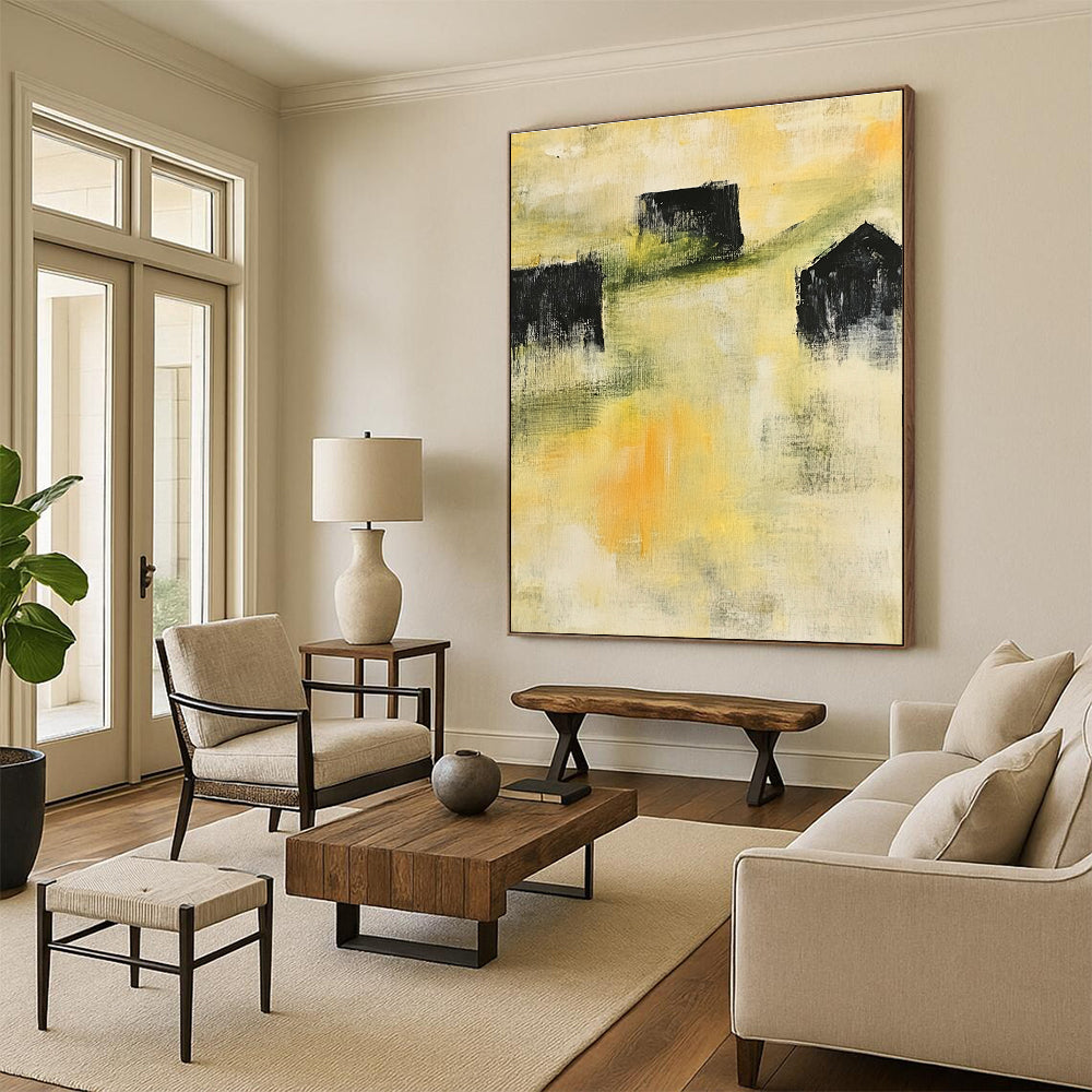 Yellow - Toned Abstract Painting for Bright - Styled Breakfast Nooks GAB1046
