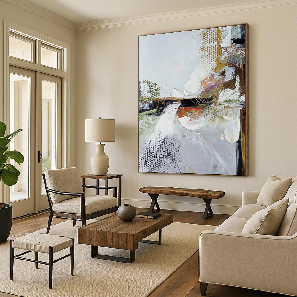 Textured Abstract Composition Abstract Painting for Contemporary Home Libraries HENG047