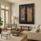Dark Wood Textured Abstract Painting with Rustic Charm WINK796