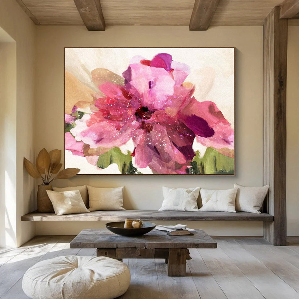 Pink Flower Abstract Painting for Feminine Boutique Dressing Rooms YHT405