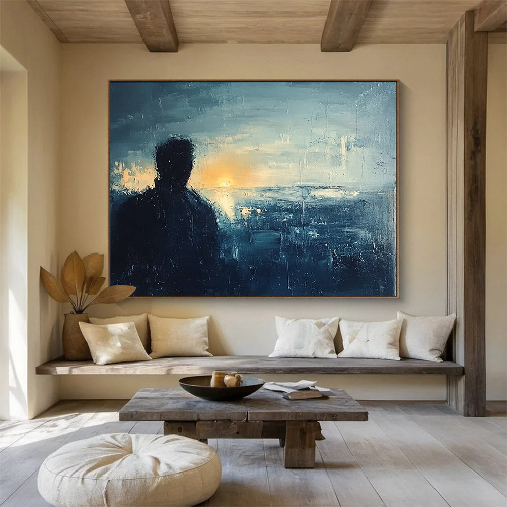 Introspective Silhouette - by - Sunset Seascape Abstract Painting ABS228