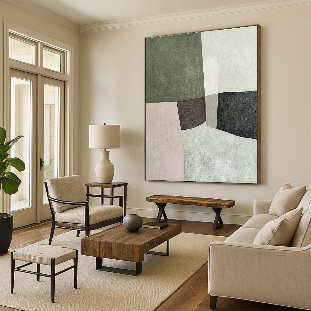 Neutral Block Abstract Painting with Subtle Harmony WINK789