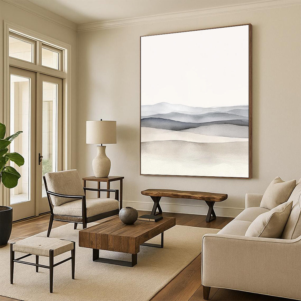 Gray Mountain Layers Minimalist Abstract Painting for Zen Spaces GAB1512