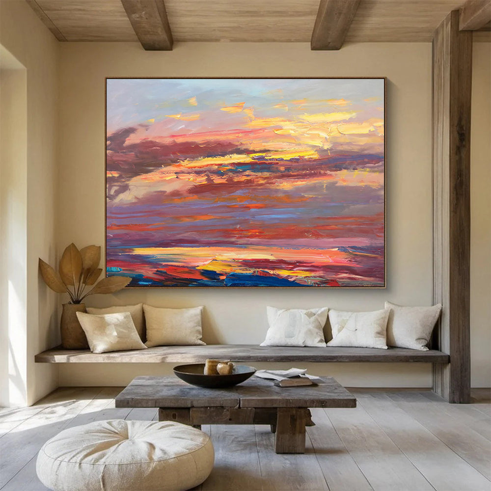 Sunset Sky Abstract Painting for Rooftop Bar Lounges YHT444