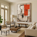 Abstract with Red and Black Painting for Industrial - Style Cafes GAB1262