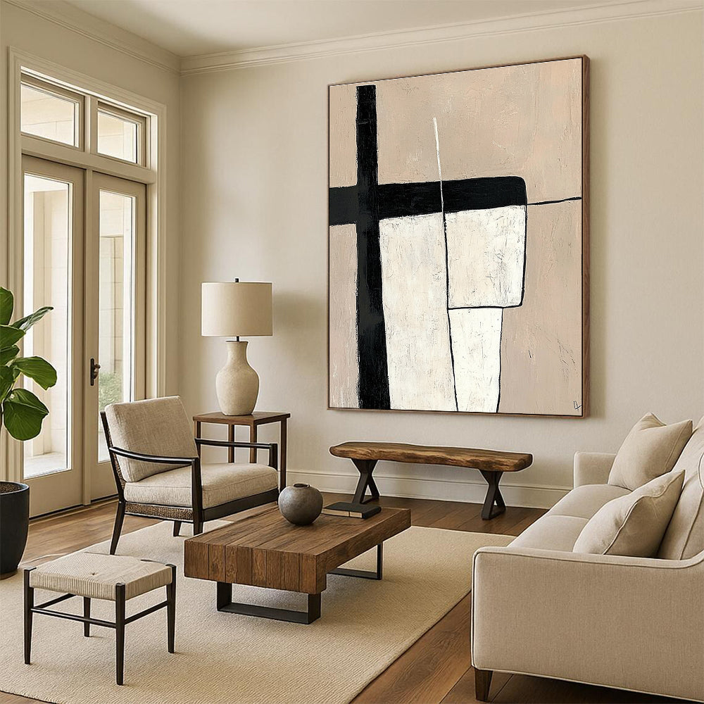 Minimalist Geometric Abstract Painting with Clean Simplicity WINK296