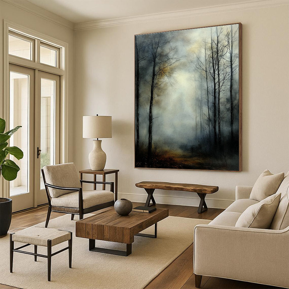 Misty Forest Path Abstract Painting for Rustic Cabin Studies GAB1345