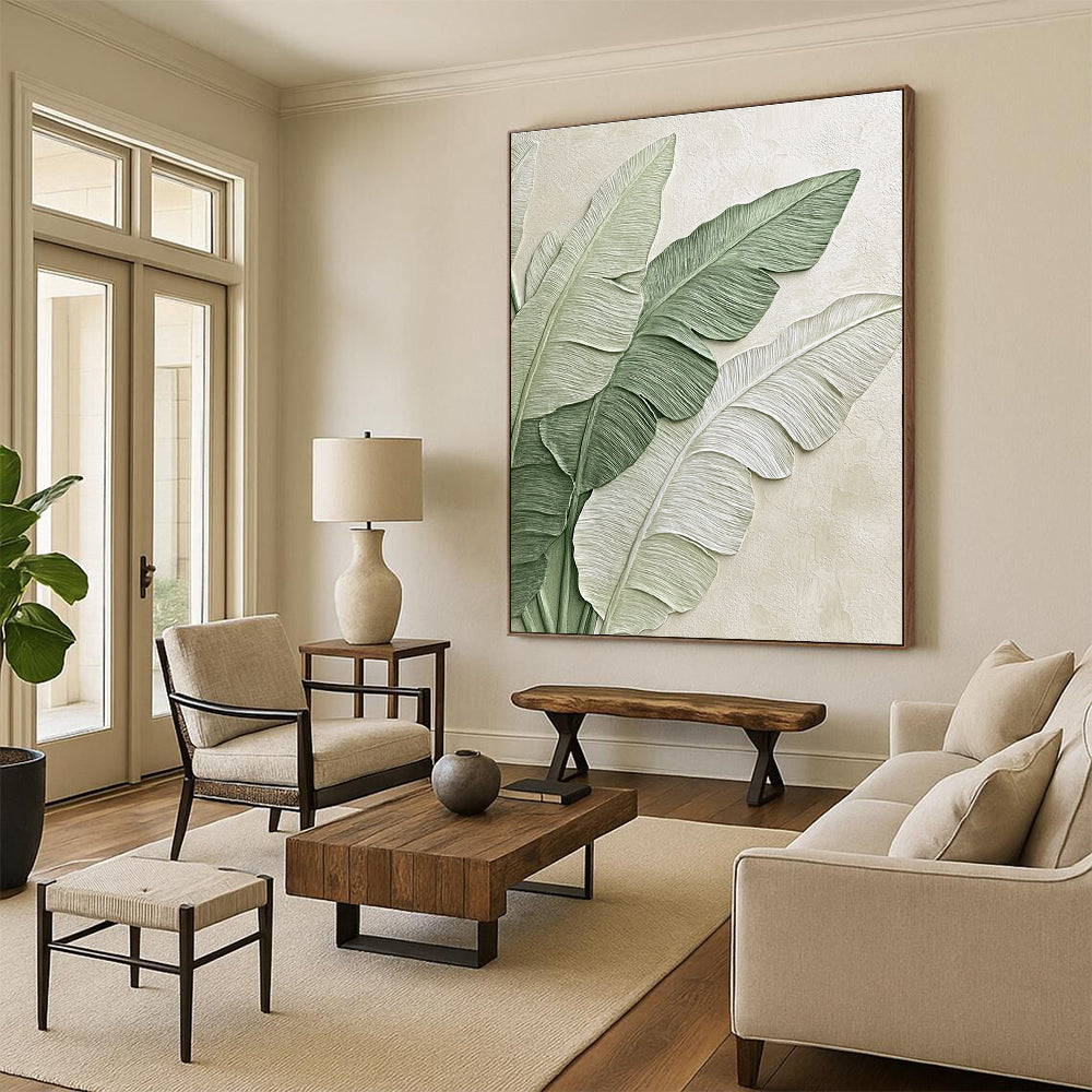 Layered Leaves Abstract Painting with Pastel Tones GAB0003