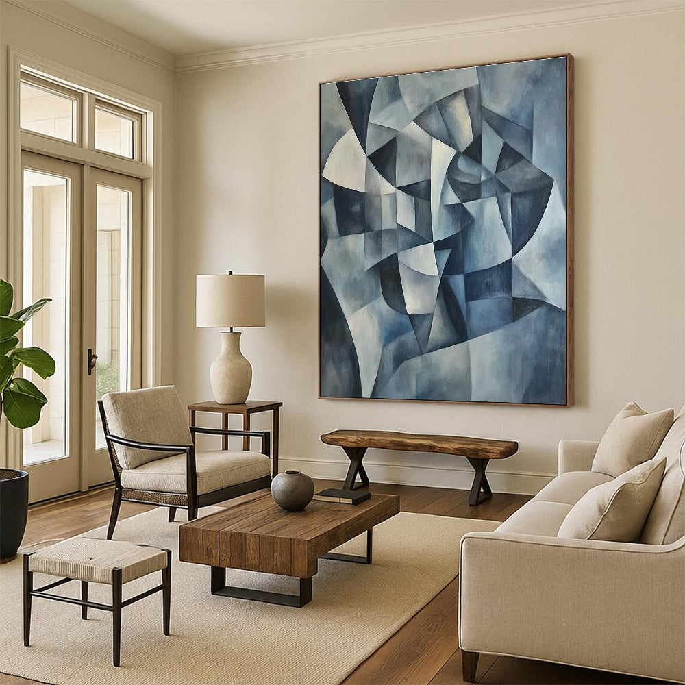 Monochromatic Geometric Abstract Painting with Precision WINK591