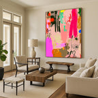 Floral Abstract Collage Painting with Whimsical Charm WINK084