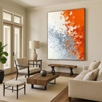 Orange Gray Burst - Dynamic Abstract Painting GAB0639