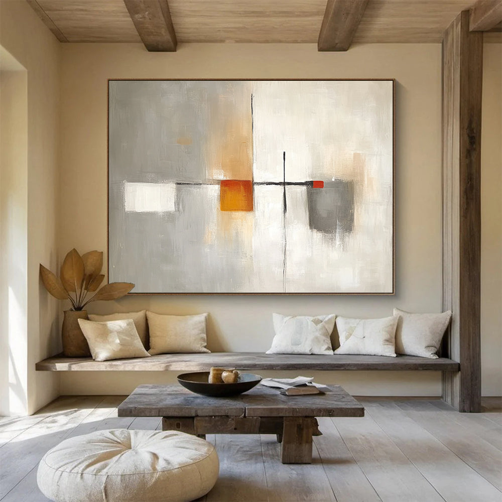Monochromatic Minimalist Abstract Painting with Delicate Subtle Shifts ABS536