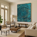 Teal and Gold Circular Abstract Painting with Regal Rhythm WINK284