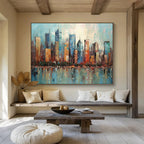 Colorful Cityscape Abstract Painting for Urban Art Lovers YHT076