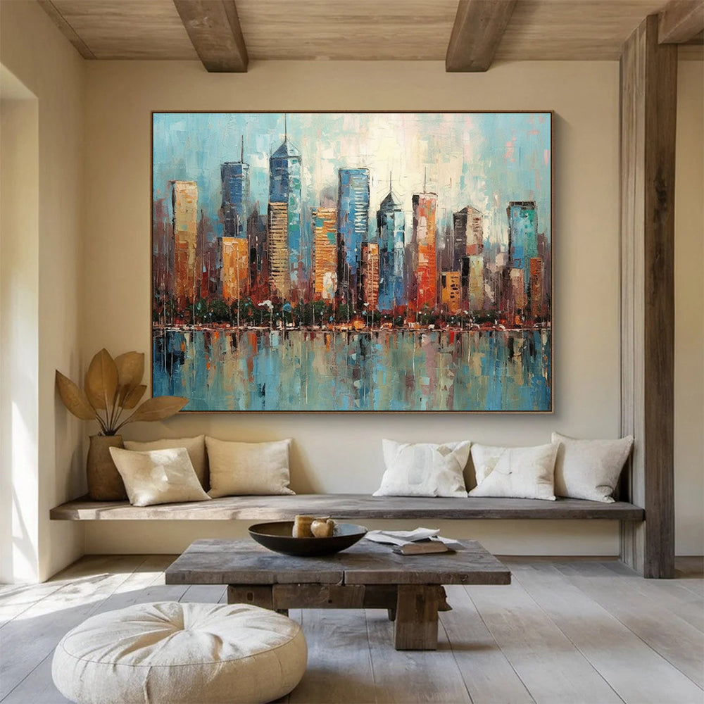 Colorful Cityscape Abstract Painting for Urban Art Lovers YHT076
