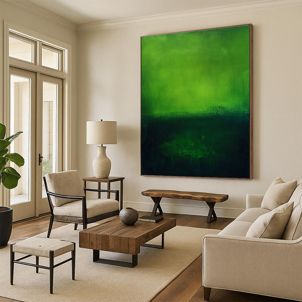 Green Gradient Abstract Painting with Nature's Intensity WINK458