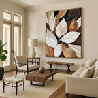 Neutral - Toned Leaves Abstract Painting for Minimalist Living Spaces GAB0832