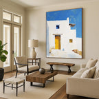 White Building with Yellow Door - Minimalist Architectural Art GAB0409