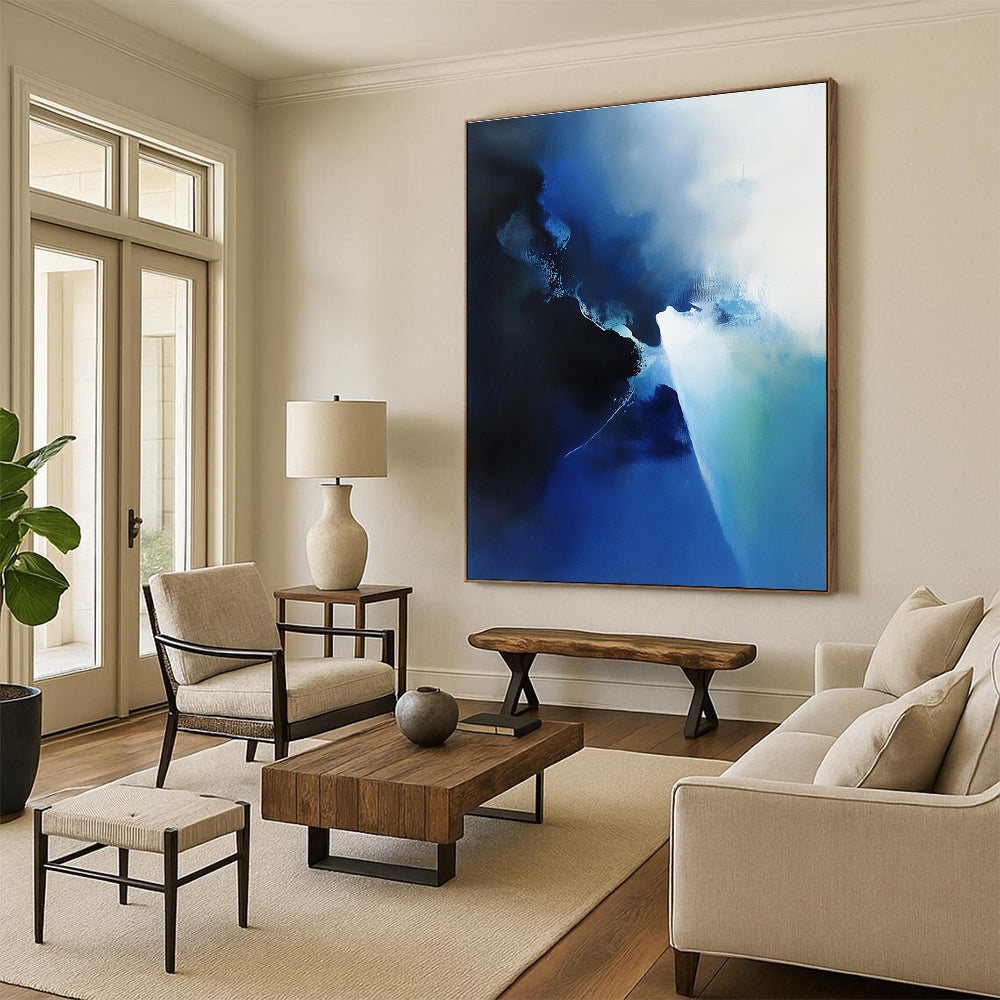 Blue - White Abstract Mist Painting with Ethereal Calm WINK401