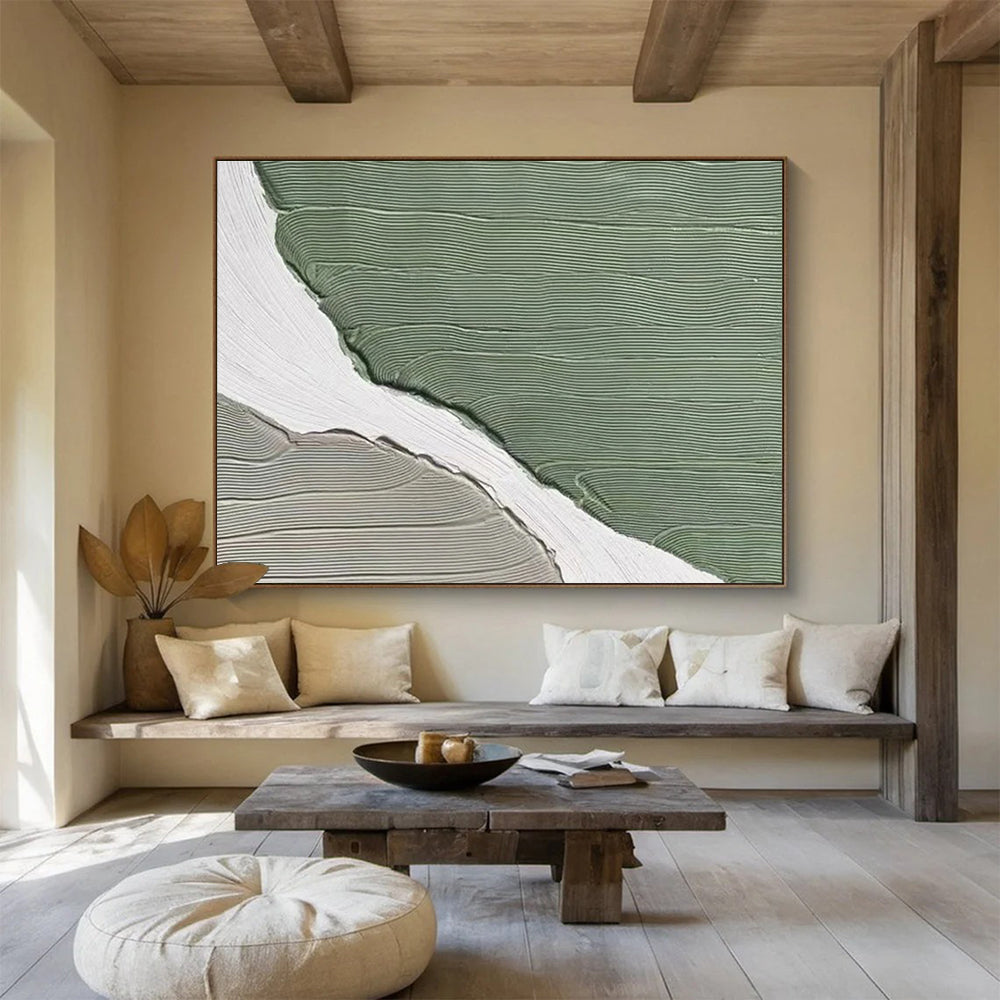 Green - Gray - White Abstract Painting for Contemporary Home Offices YHT396