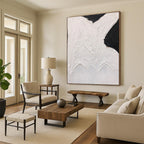 Black - White Textured Shape Abstract Painting for Art - Centric Nooks HENG405