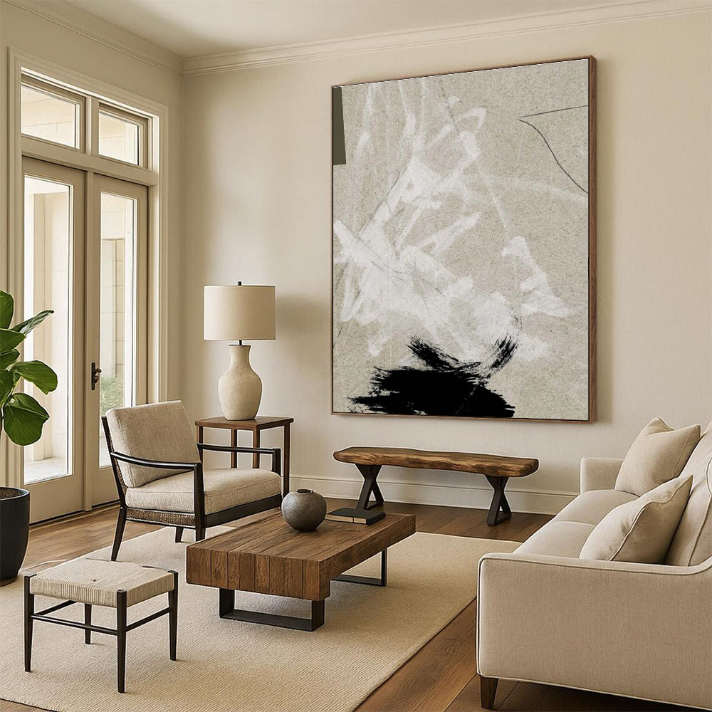 Subtle Textured Neutral Abstract Painting for Timeless Decor HENG237