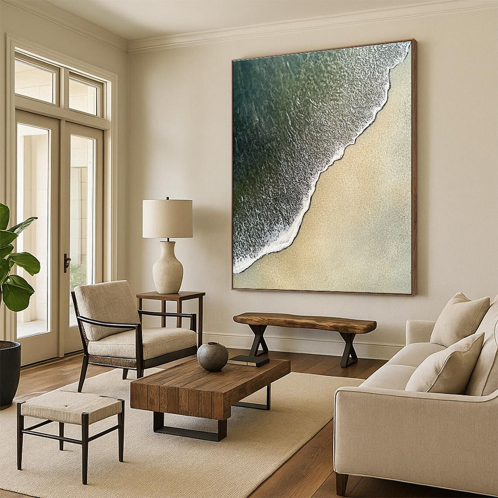 Aerial Beach View Abstract Painting for Coastal Homes GAB1455