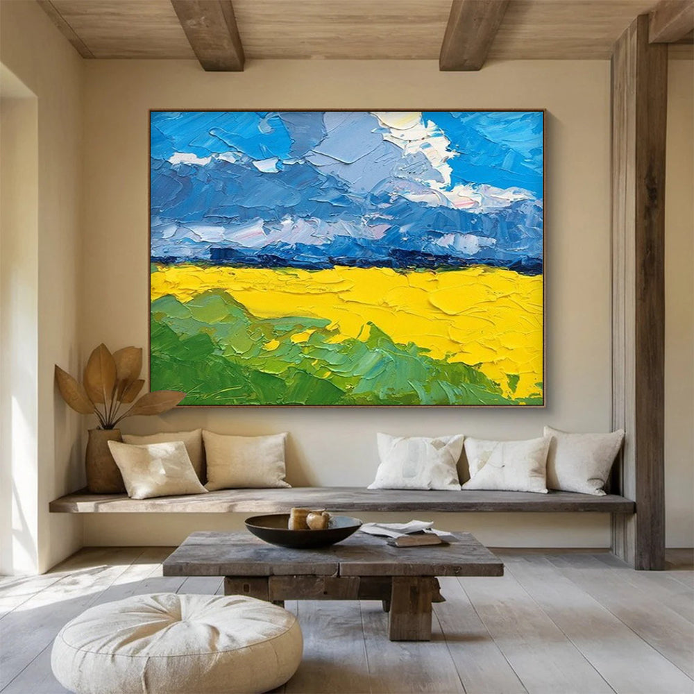 Yellow Field Abstract Painting for Countryside Home Living Rooms YHT480