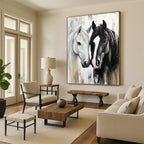 Two Horses Portrait Graceful Abstract Painting for Equestrian Enthusiasts GAB1499