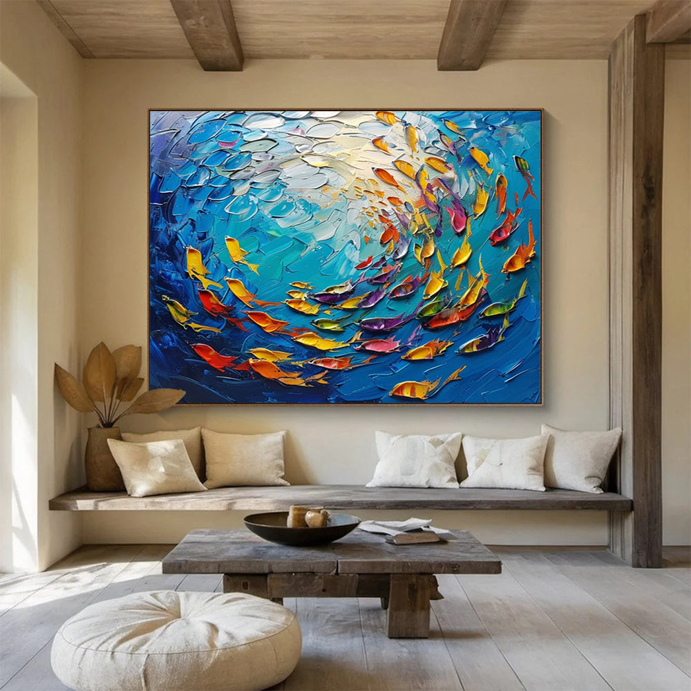 Colorful Fish Abstract Painting for Nautical - Themed Restaurants YHT199