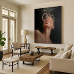 Abstract Portrait with Textured Face Painting for Contemporary Art Spaces HENG315