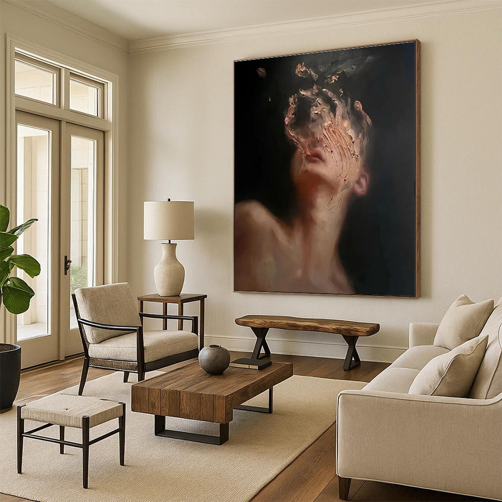 Abstract Portrait with Textured Face Painting for Contemporary Art Spaces HENG315