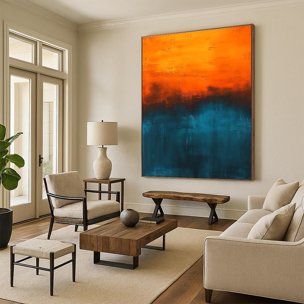 Orange Blue Abstract Gradient Painting with Smooth Transitions WINK658