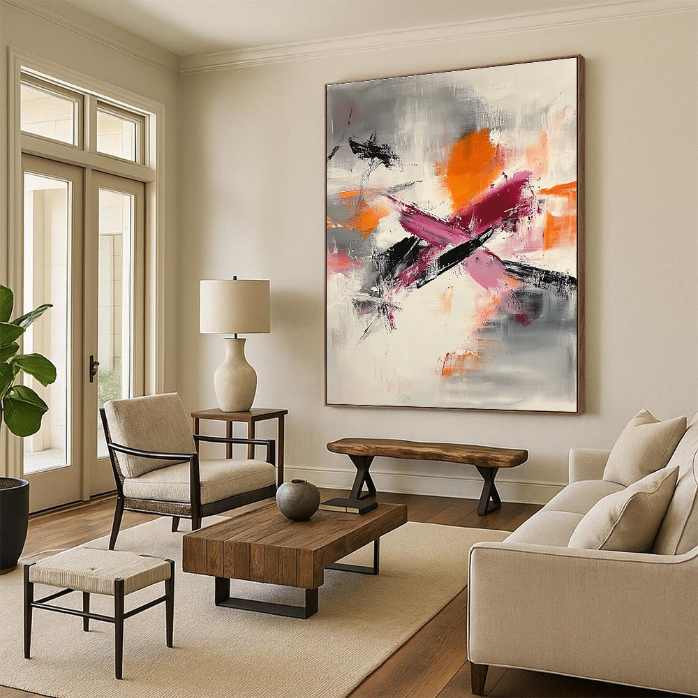 Bold Color Strokes Abstract Painting for Artistic Café Interiors GAB1237