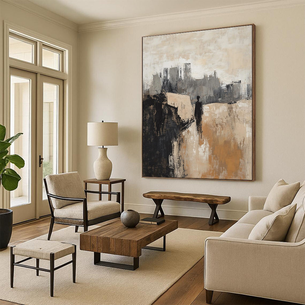 City Silhouette Monochrome Abstract Painting for Industrial - Chic Lofts GAB0883