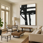 Bold Black - White Abstract Painting for Edgy Urban Interiors HENG148