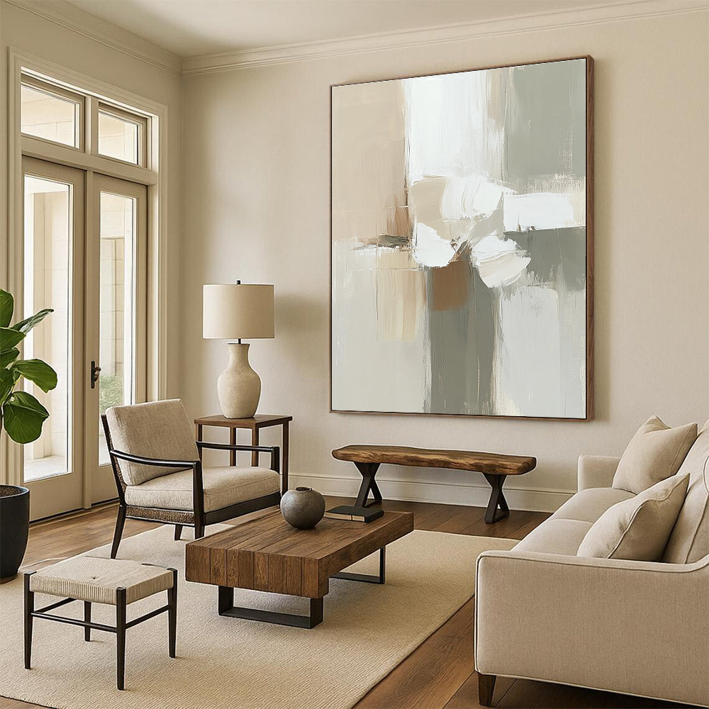 Neutral Abstract Flower Painting with Soft Simplicity WINK636