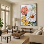 Textured Floral Bouquet Impasto Flower Abstract Painting GAB0278