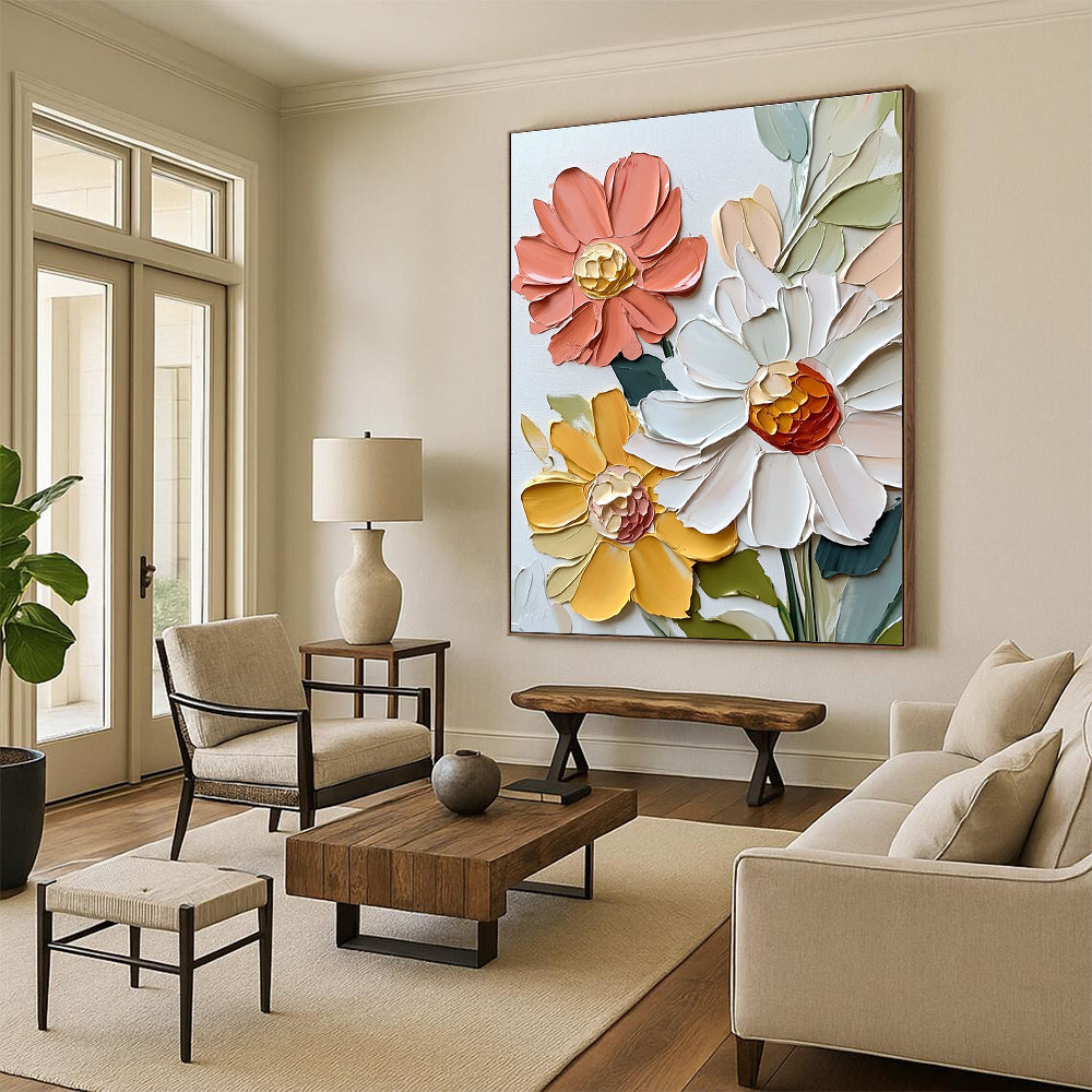 Textured Floral Bouquet Impasto Flower Abstract Painting GAB0278