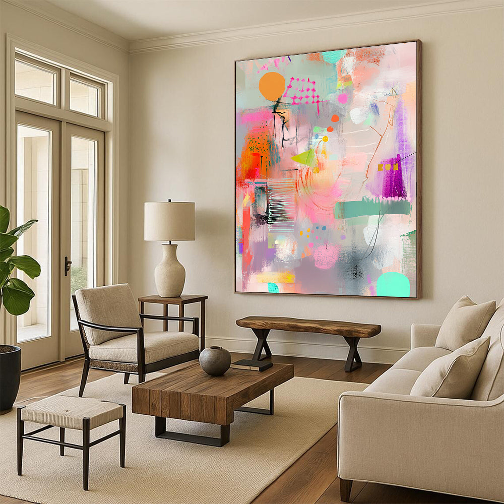 Pastel Abstract Fusion Painting of Playful Harmony GAB0176