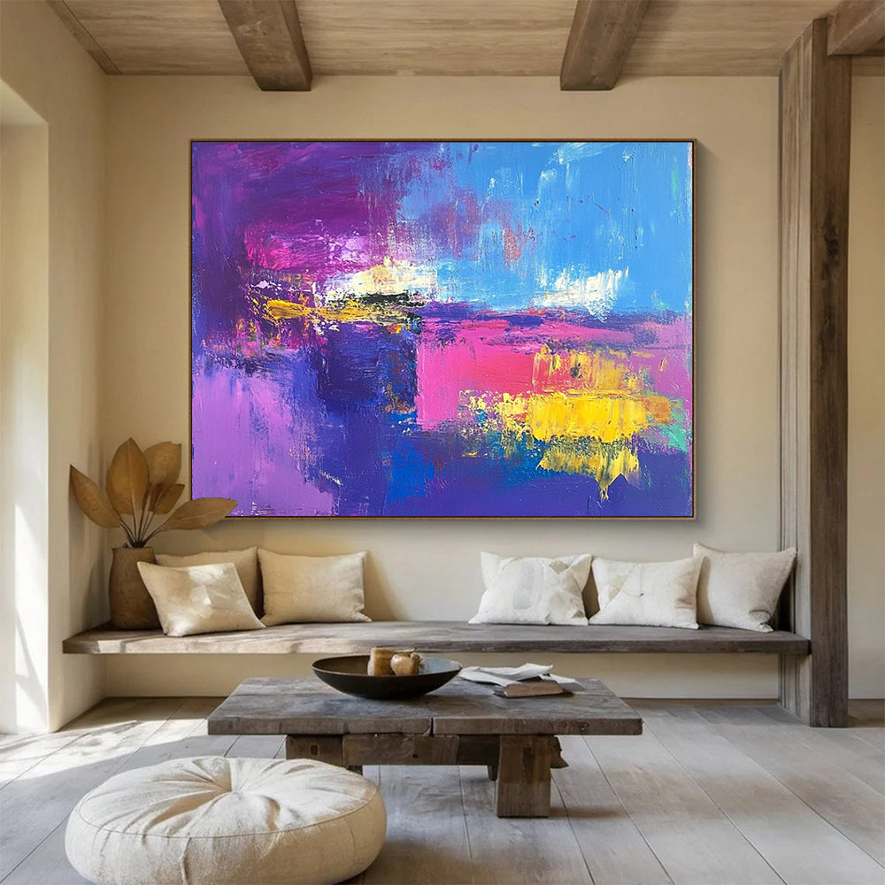 Bold Purple - Pink - Blue Color Field Abstract Painting ABS205