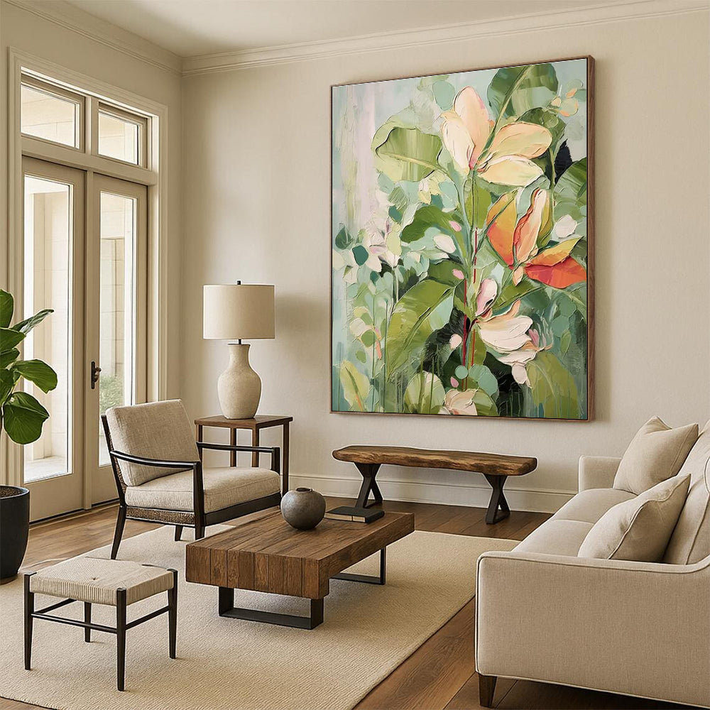 Tropical Floral Bunch Abstract Painting for Coastal Home Verandas HENG083