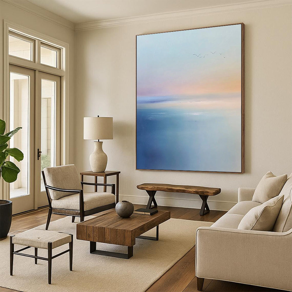 Serene Sea and Sky Abstract Painting for Peaceful Spa Retreats GAB0807