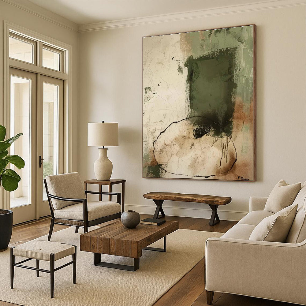 Earth - Toned Abstract Composition Painting for Rustic - Style Dining Rooms HENG499