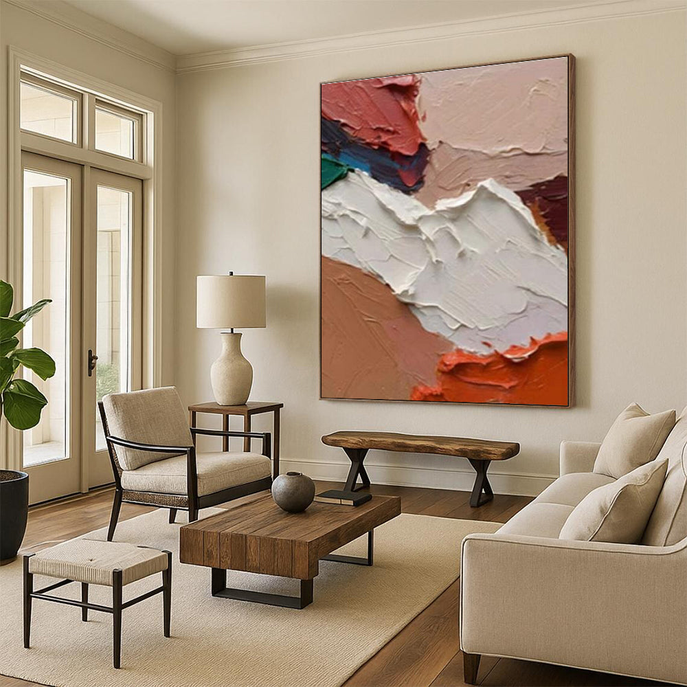 Tactile Textured Color Palette Abstract Painting for Artistic Spaces HENG263