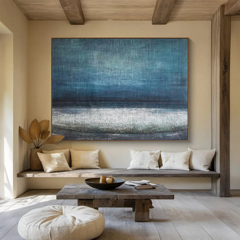 Textured Sea Abstract Painting for Coastal Meditation Rooms YHT154