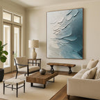Textured Blue Gray Abstract Painting with Subtle Movement WINK648