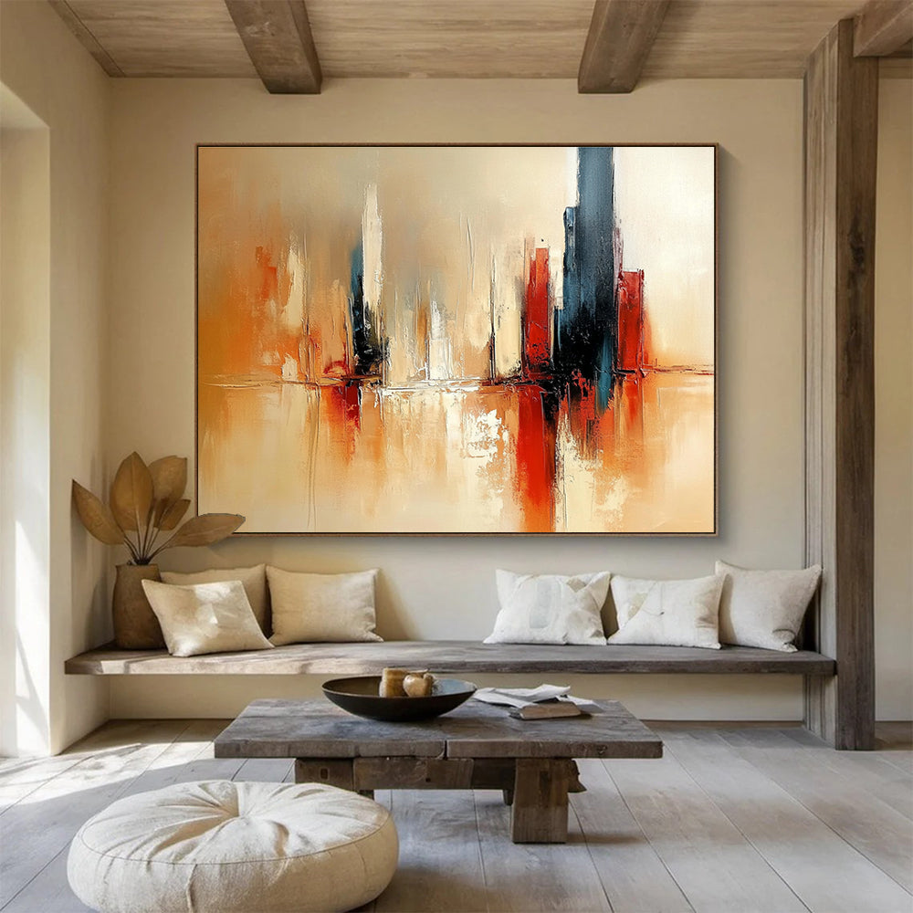 Cityscape Abstract Painting with Warm and Cool Tones ABS257